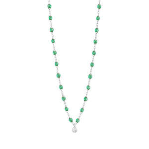 Gigi Clozeau - Collier menthe Gigi Suprême, or blanc, 1 diamant, 42 cm
