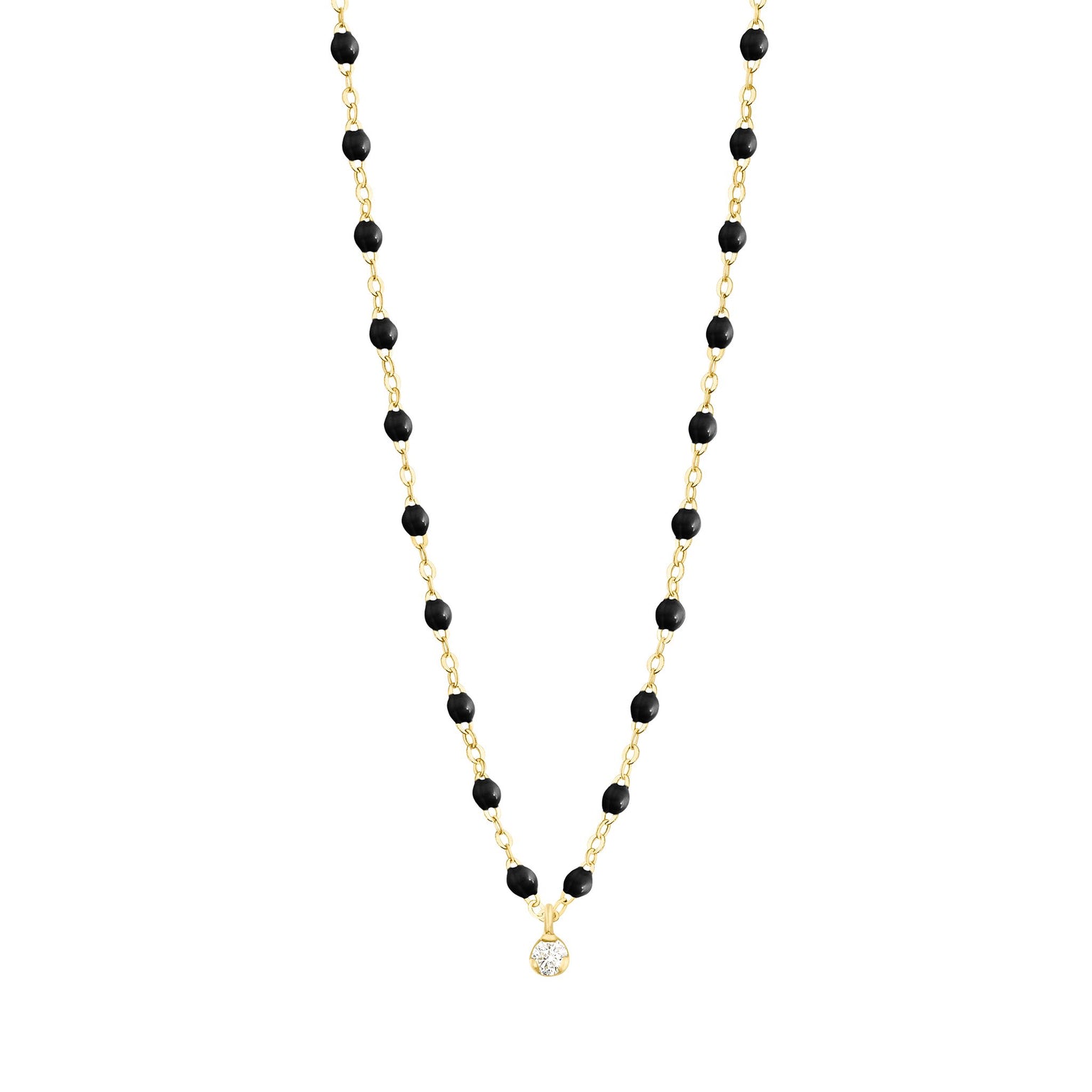 Gigi Clozeau - Collier noir Gigi Suprême, or jaune, 1 diamant, 42 cm