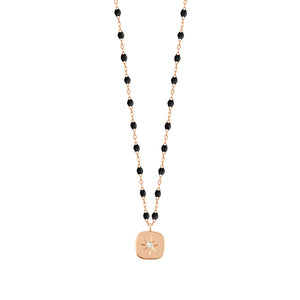 Gigi Clozeau - Collier noir Miss Gigi diamant, or rose, 42 cm