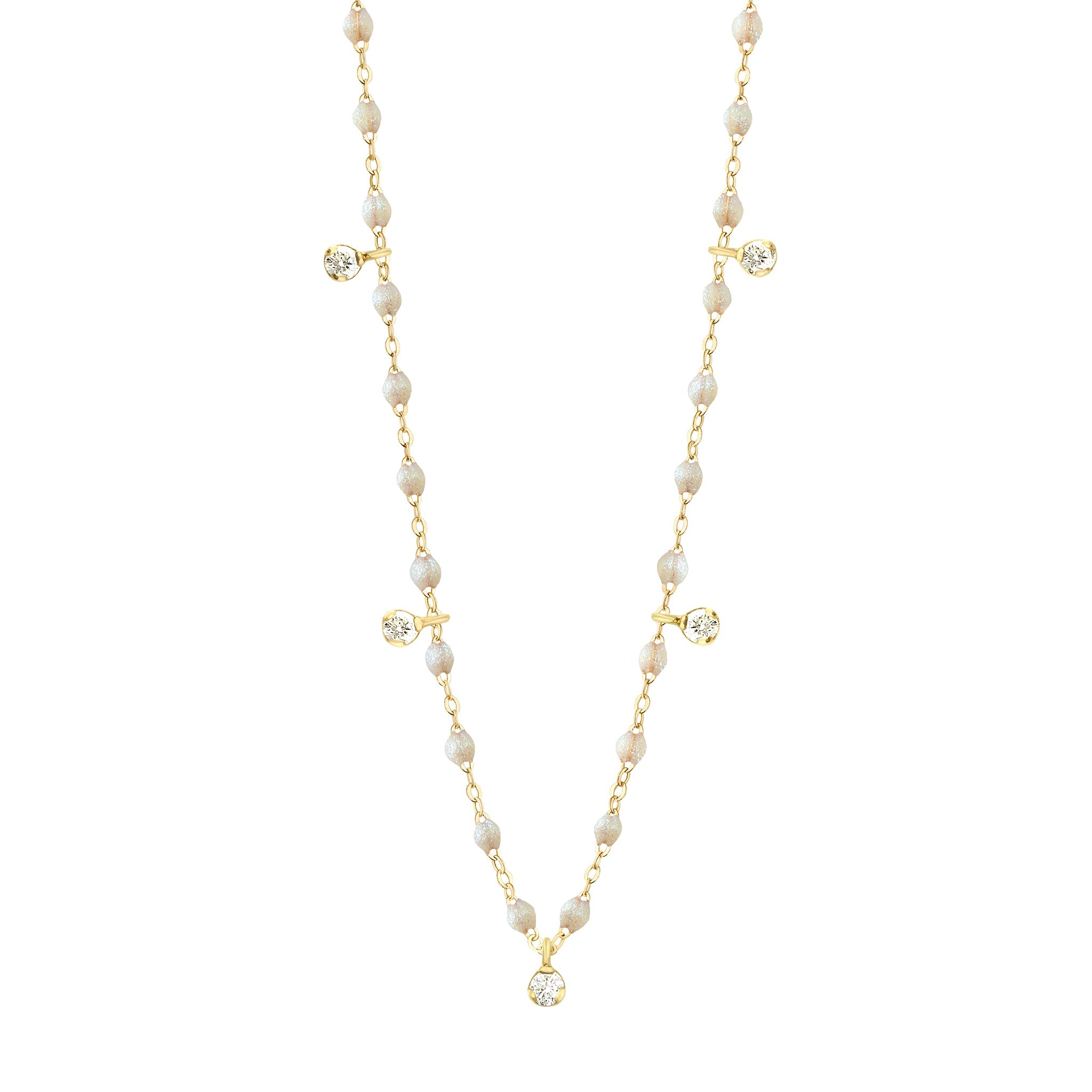 Gigi Clozeau - Collier opale Gigi Suprême, or jaune, 5 diamants, 45 cm
