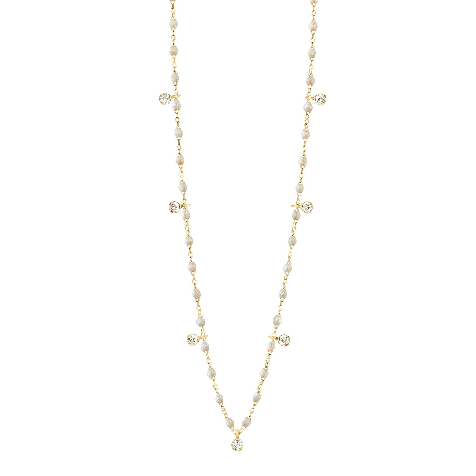 Gigi Clozeau - Collier opale Gigi Suprême, or jaune, 7 diamants, 50 cm