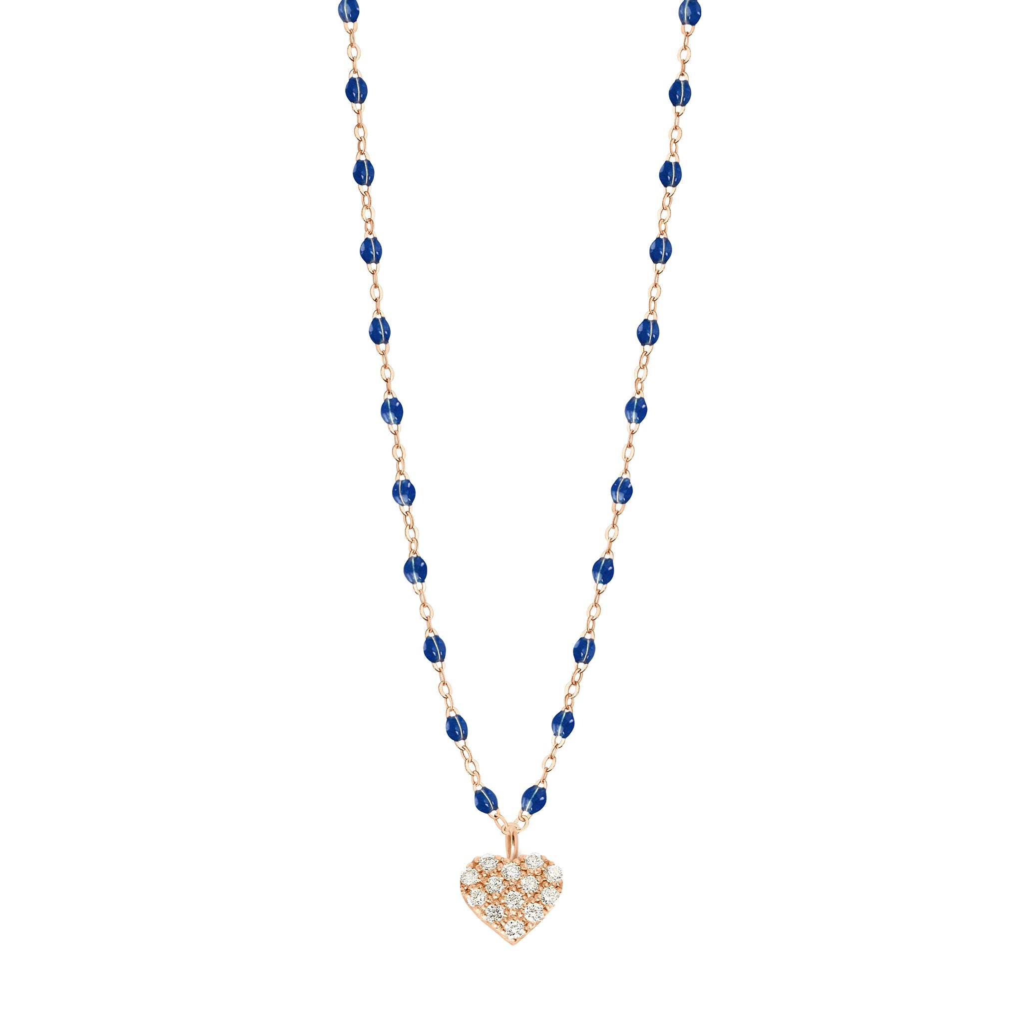 Gigi Clozeau - Collier prusse In Love, diamants, or rose, 42 cm