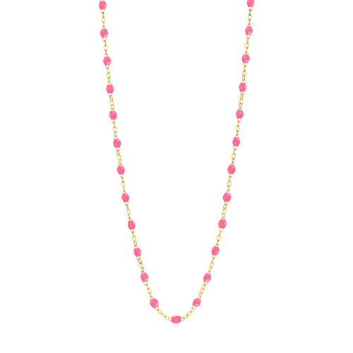 Gigi Clozeau - Collier rose fluo Classique Gigi, or jaune, 50 cm
