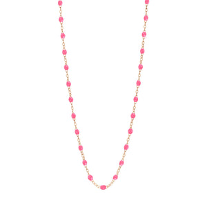 Gigi Clozeau - Collier rose fluo Classique Gigi, or rose, 42 cm