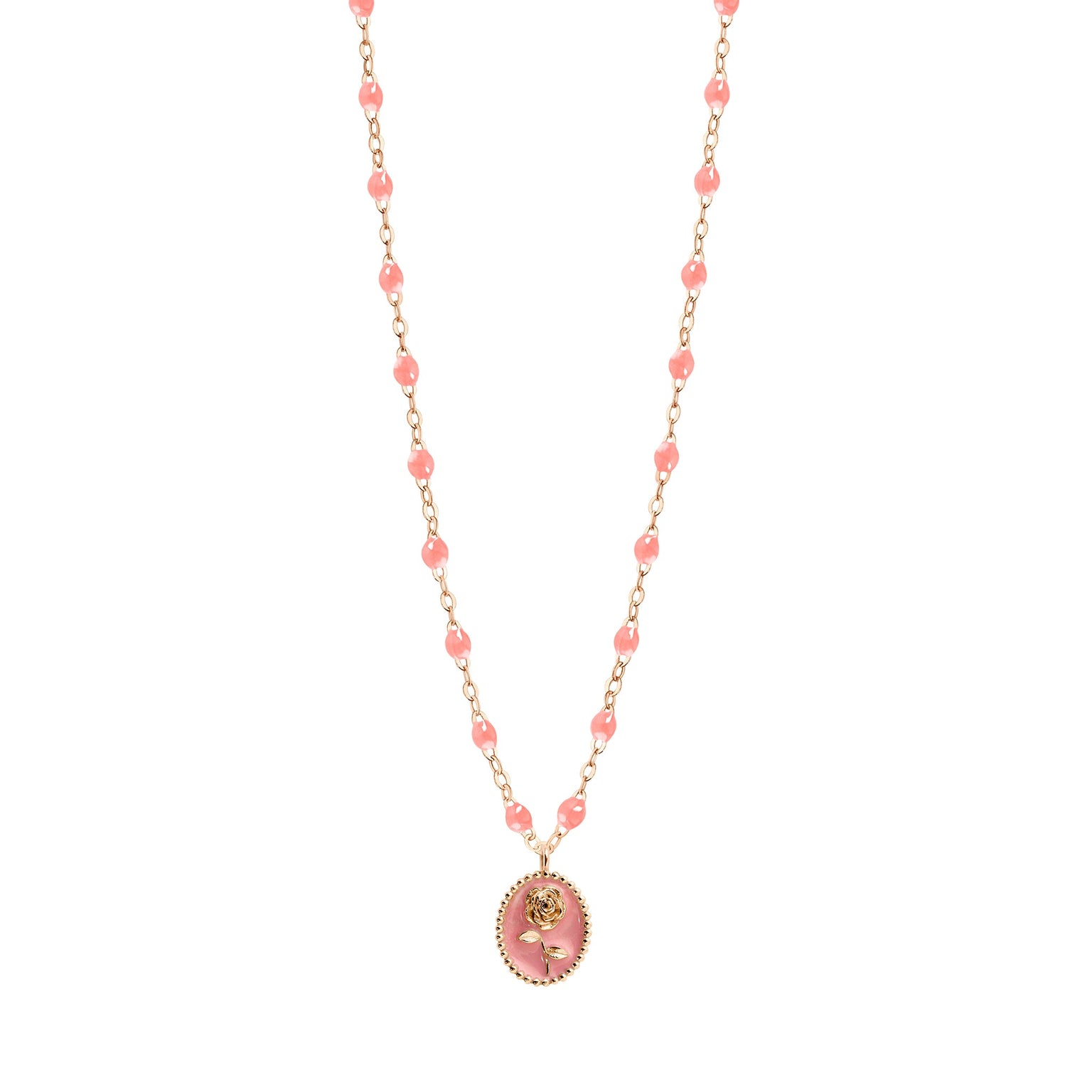 Gigi Clozeau - Collier Rose résine fuchsia, or rose, 42 cm