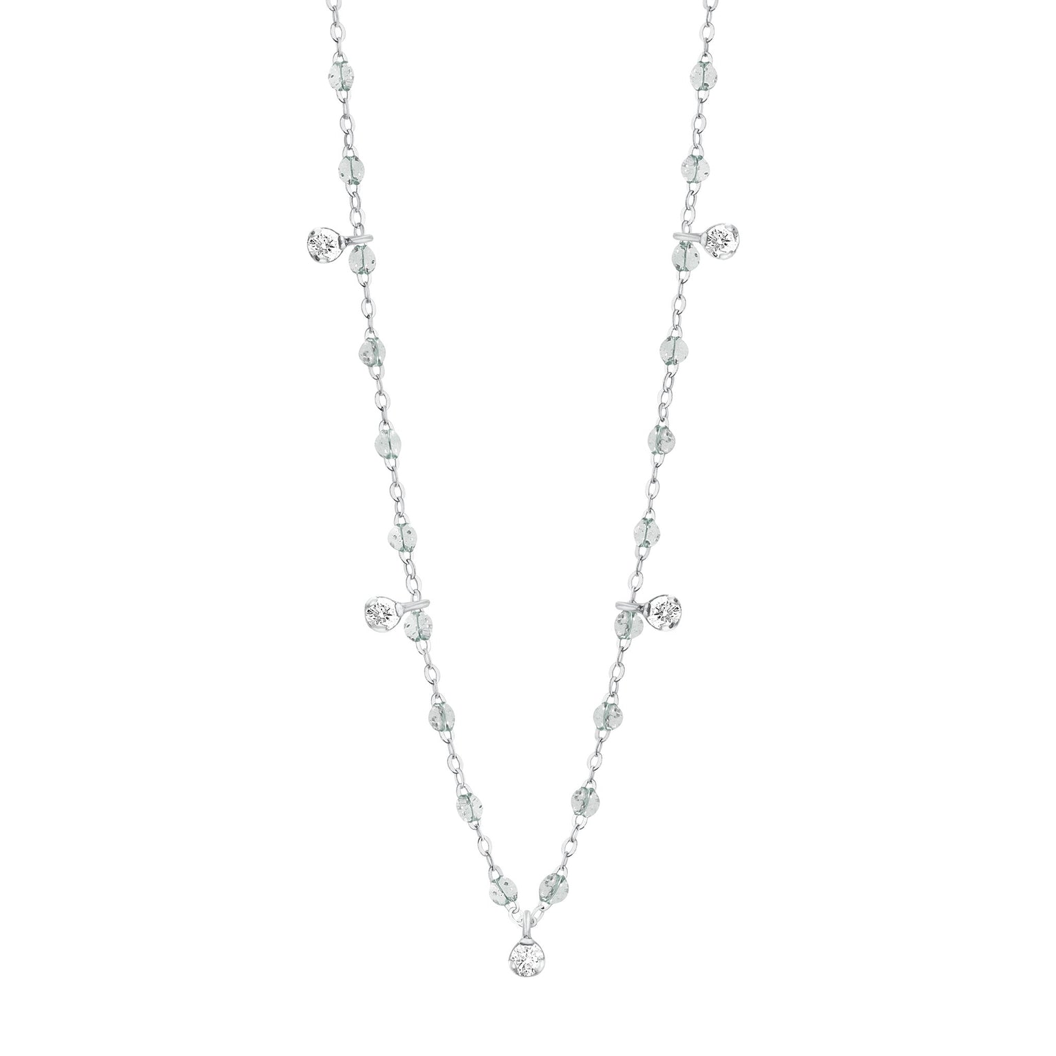 Gigi Clozeau - Collier sparkle Gigi Suprême, or blanc, 5 diamants, 45 cm