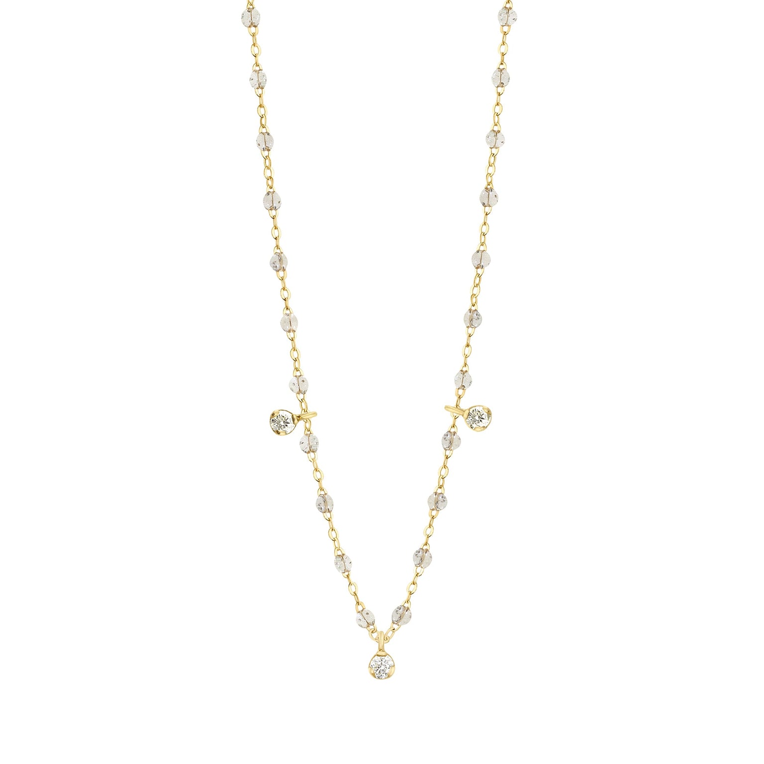 Gigi Clozeau - Collier sparkle Gigi Suprême, or jaune, 3 diamants, 45 cm