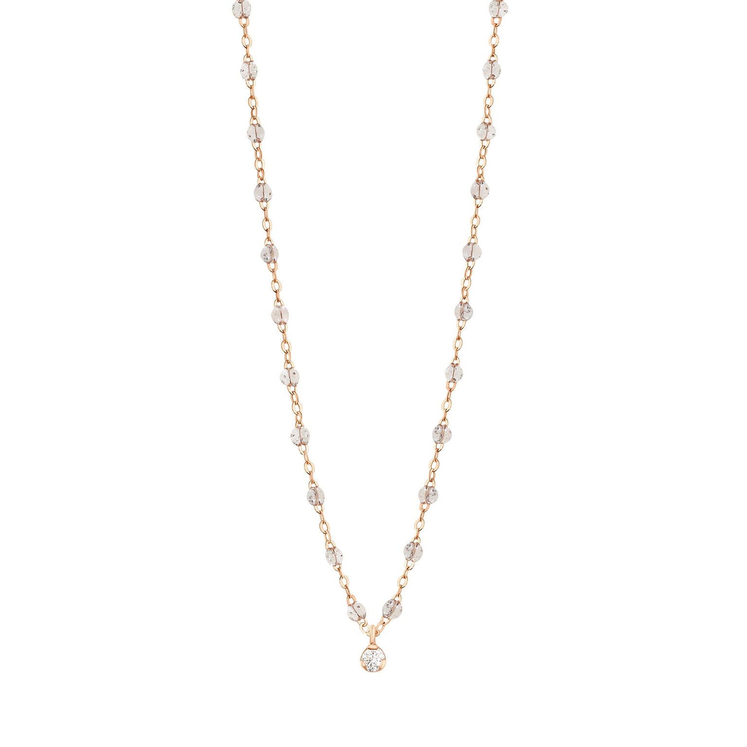 Gigi Clozeau - Collier sparkle Gigi Suprême, or rose, 1 diamant, 42 cm