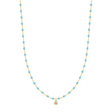 Gigi Clozeau - Collier turquoise Mini Gigi, or jaune, 1 diamant, 40 cm
