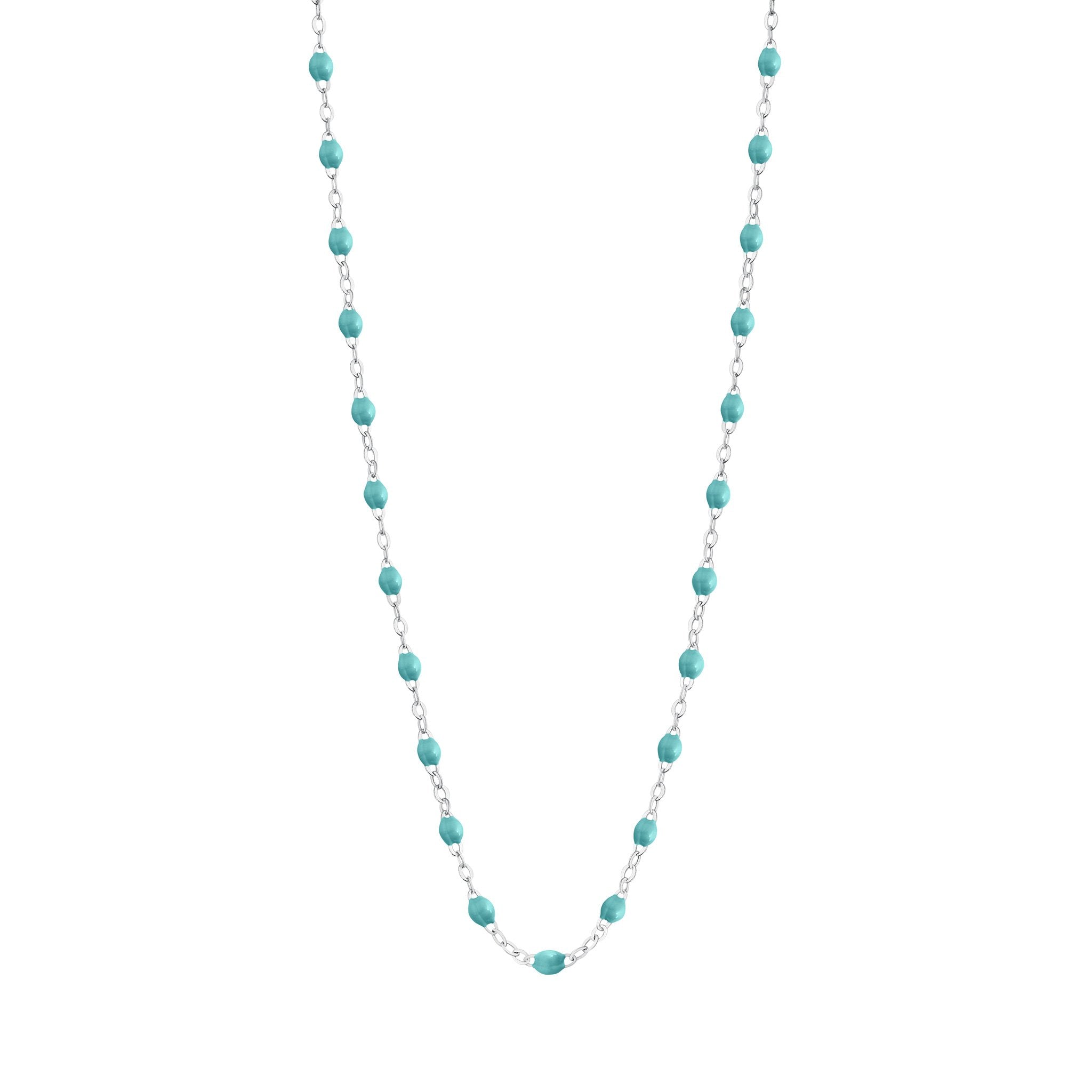Gigi Clozeau - Collier turquoise vert Classique Gigi, or blanc, 45 cm