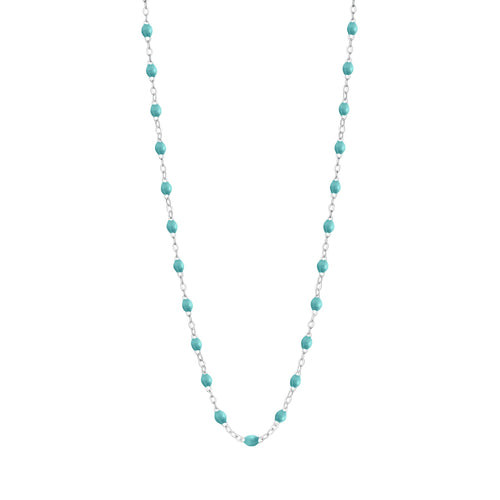 Gigi Clozeau - Collier turquoise vert Classique Gigi, or blanc, 50 cm