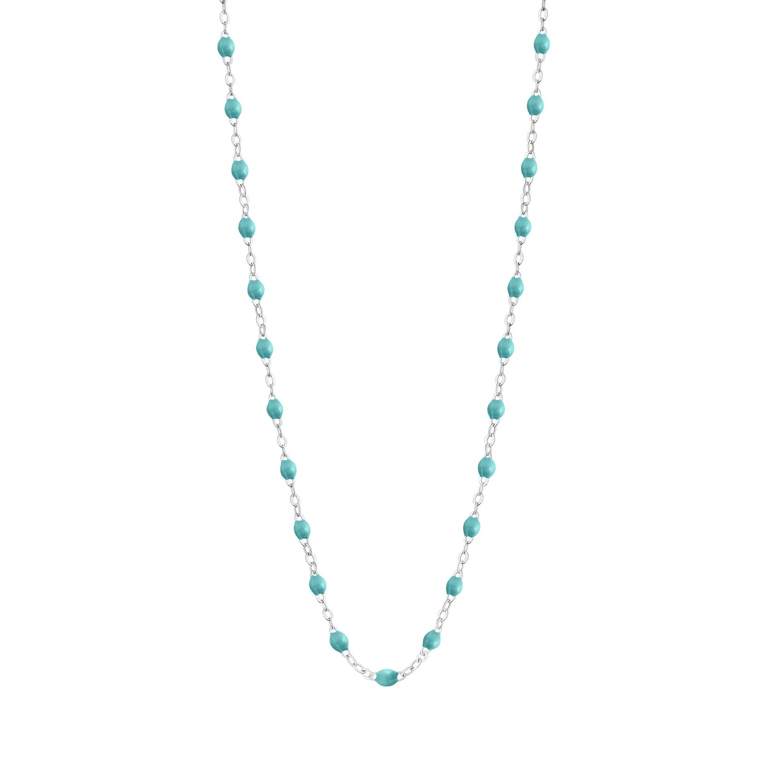 Gigi Clozeau - Collier turquoise vert Classique Gigi, or blanc, 50 cm