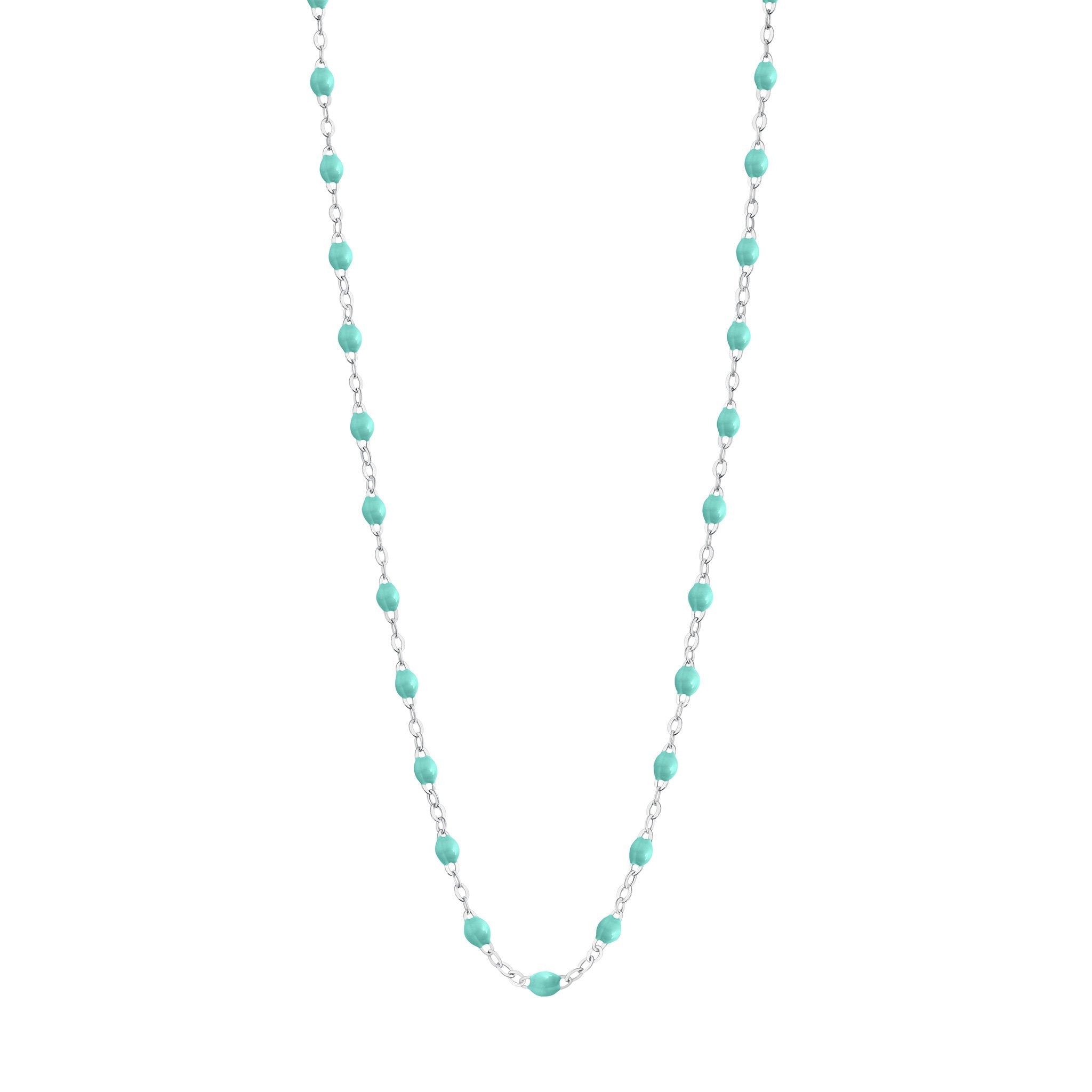 Gigi Clozeau - Collier vert d'eau Classique Gigi, or blanc, 42 cm