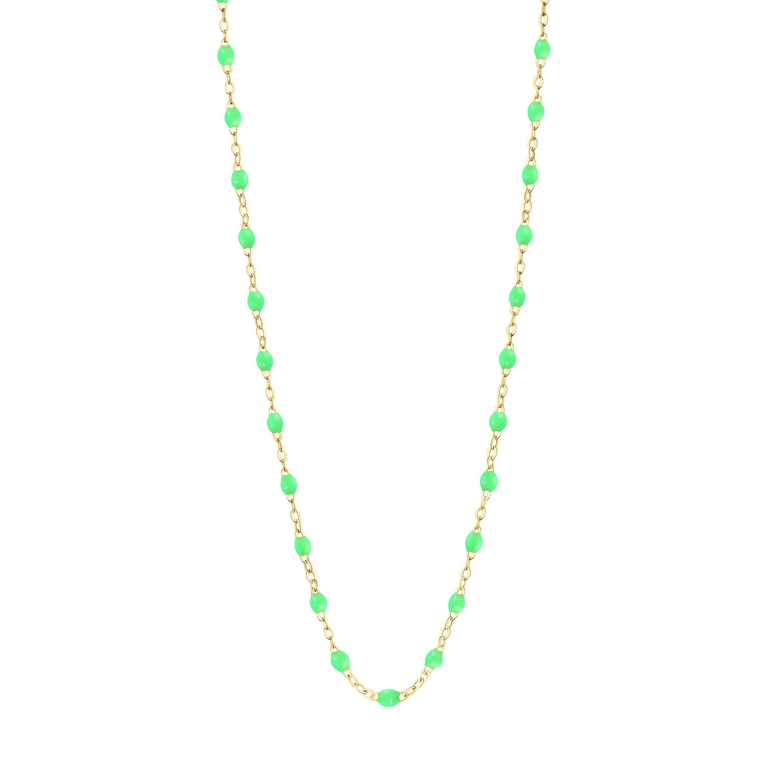 Gigi Clozeau - Collier vert fluo Classique Gigi, or jaune, 50 cm