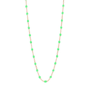 Gigi Clozeau - Collier vert fluo Classique Gigi, or rose, 42 cm