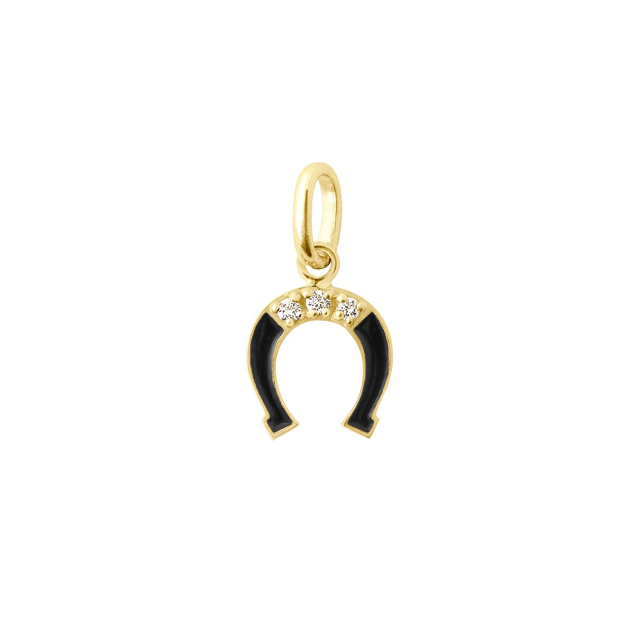 Gigi Clozeau - Pendentif Fer à cheval résine noire, diamant, or jaune