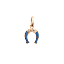 Gigi Clozeau - Pendentif Fer à cheval résine prusse, diamant, or rose