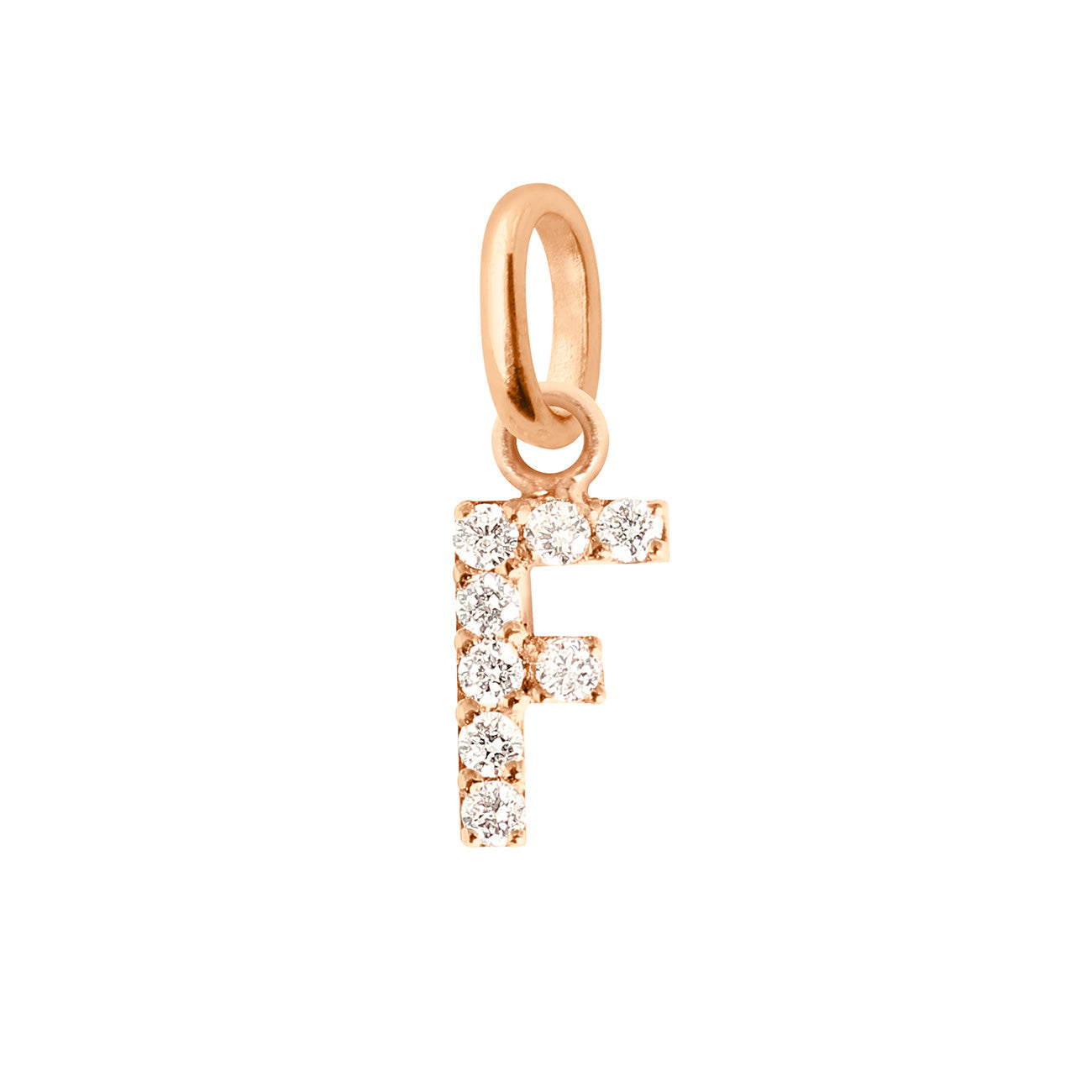 Gigi Clozeau - Pendentif Lucky Letter F, or rose, diamants