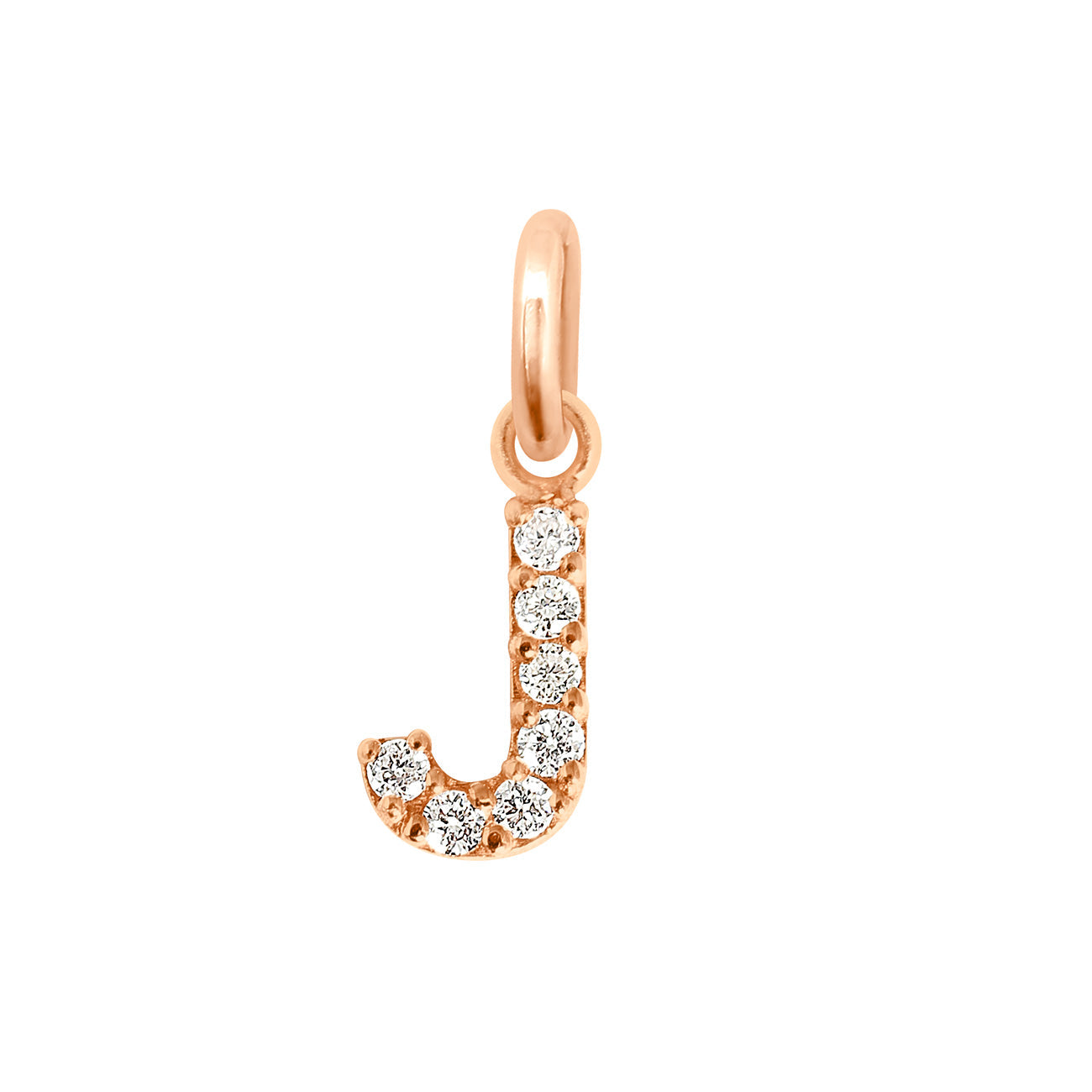 Gigi Clozeau - Pendentif Lucky Letter J, or rose, diamants