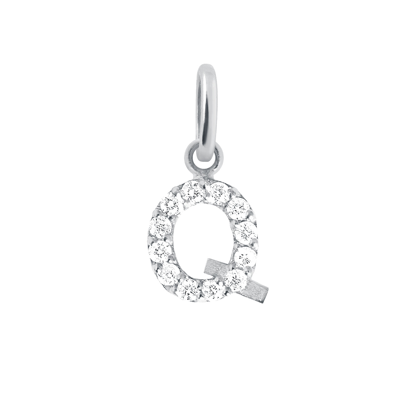Gigi Clozeau - Pendentif Lucky Letter Q, or blanc, diamants