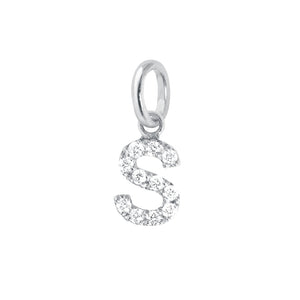 Gigi Clozeau - Pendentif Lucky Letter S, or blanc, diamants