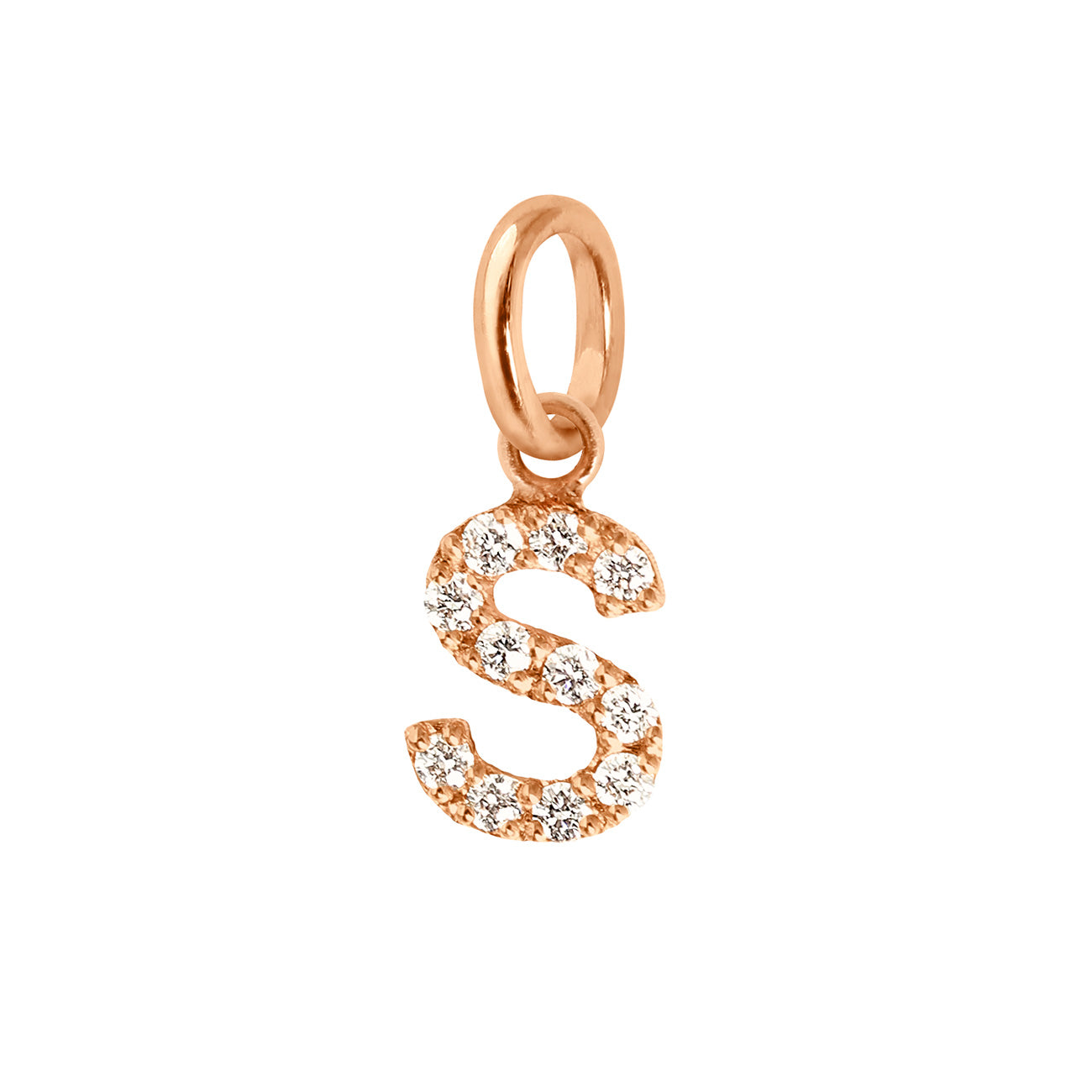Gigi Clozeau - Pendentif Lucky Letter S, or rose, diamants