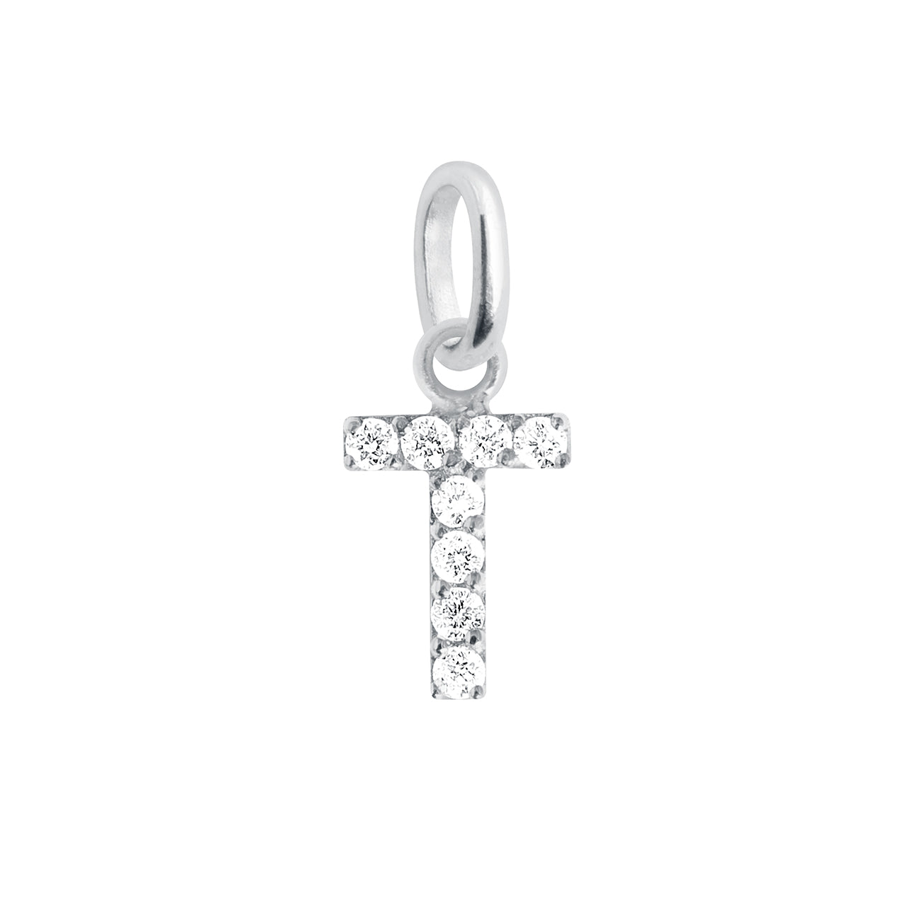 Gigi Clozeau - Pendentif Lucky Letter T, or blanc, diamants