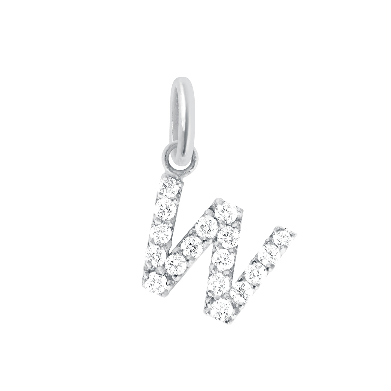 Gigi Clozeau - Pendentif Lucky Letter W, or blanc, diamants