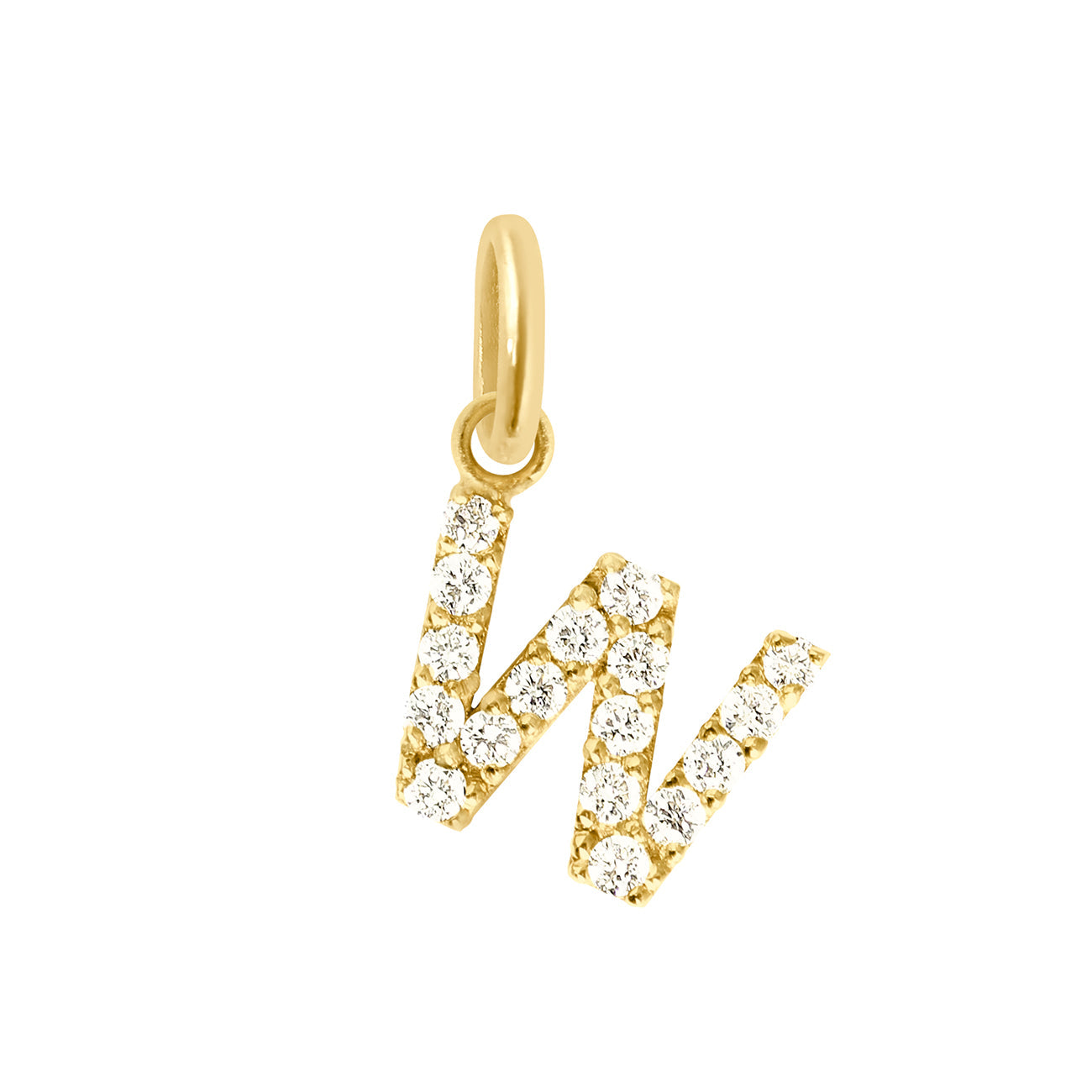 Gigi Clozeau - Pendentif Lucky Letter W, or jaune, diamants