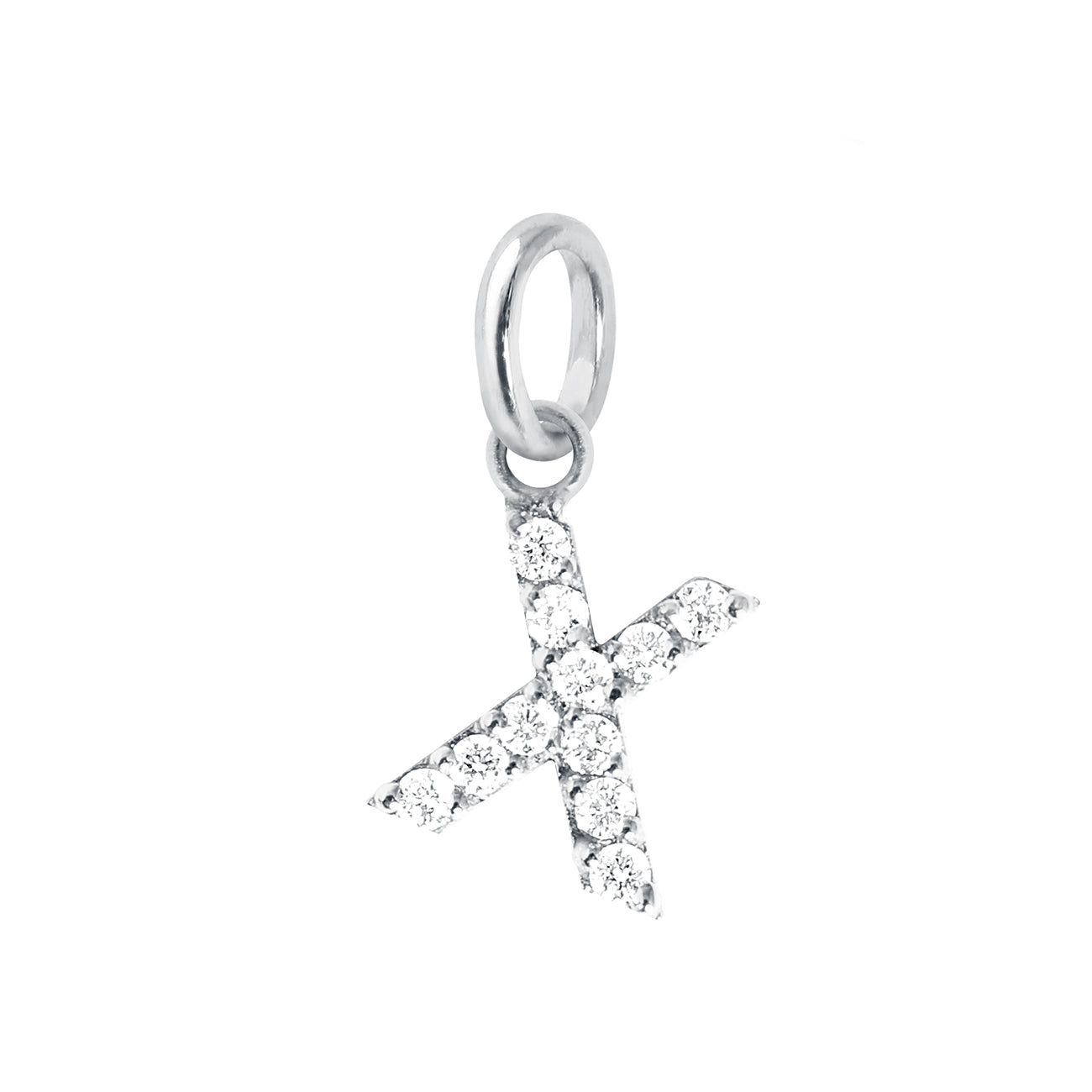 Gigi Clozeau - Pendentif Lucky Letter X, or blanc, diamants