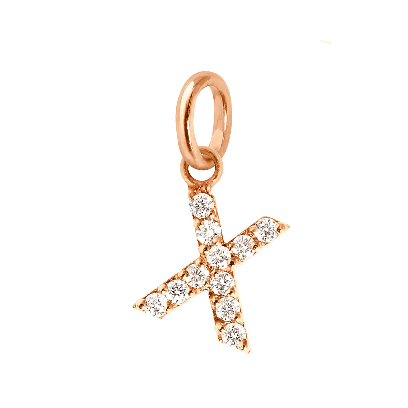 Gigi Clozeau - Pendentif Lucky Letter X, or rose, diamants