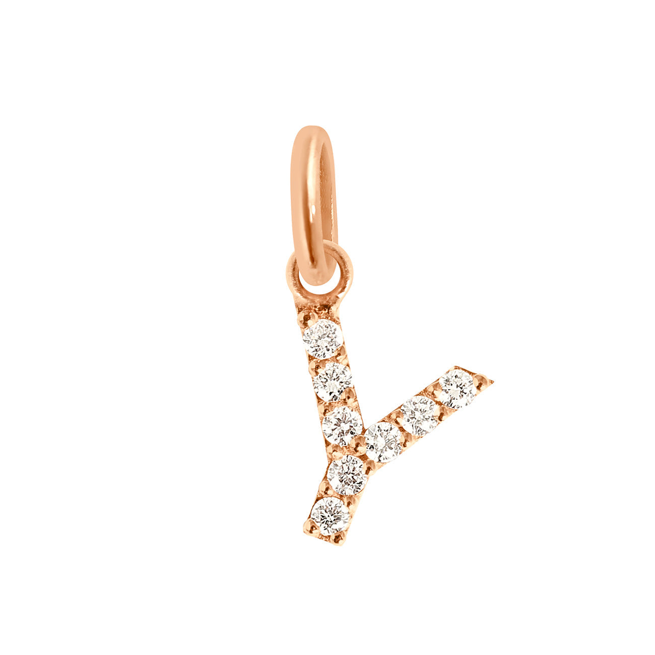 Gigi Clozeau - Pendentif Lucky Letter Y, or rose, diamants
