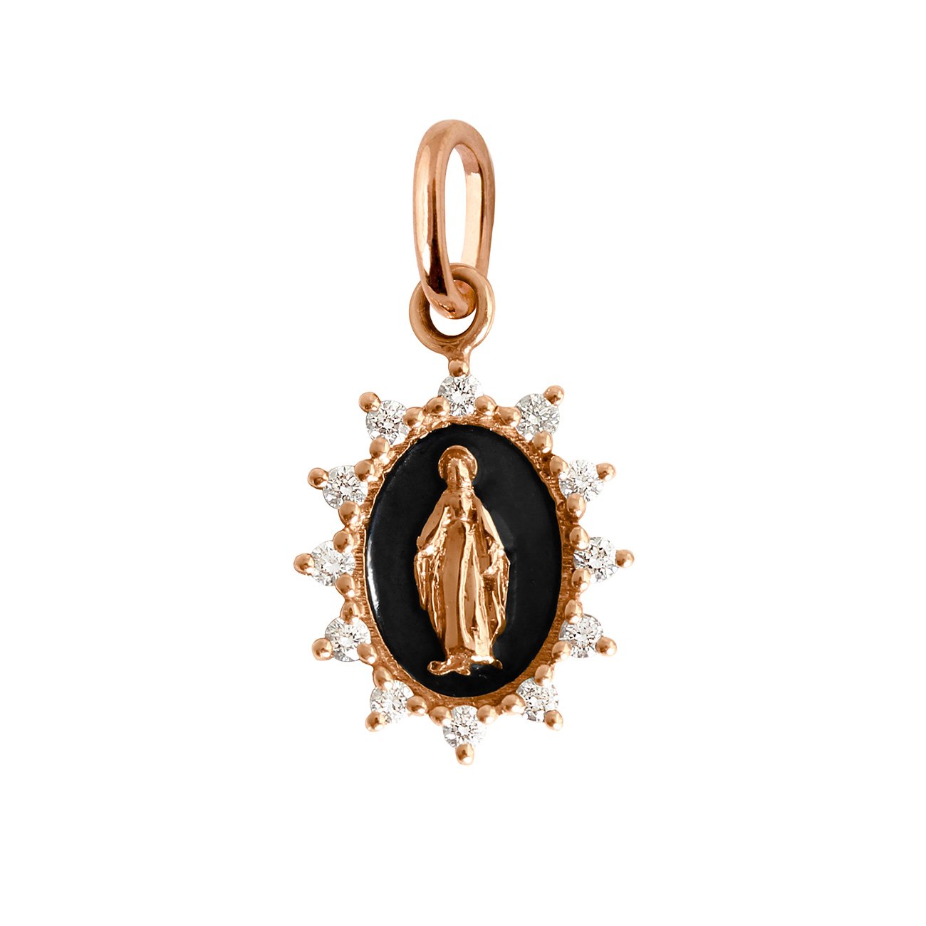 Gigi Clozeau - Pendentif noir Madone Suprême, or rose, diamants