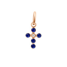Gigi Clozeau - Pendentif prusse Croix Perlée, or rose, 1 diamant