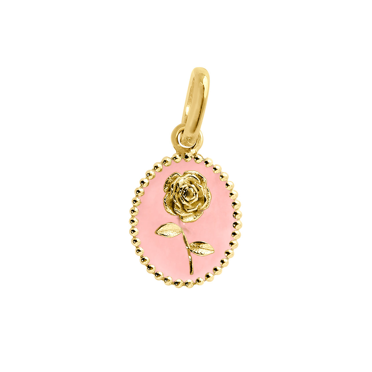 Gigi Clozeau - Pendentif Rose résine rose bébé, or jaune