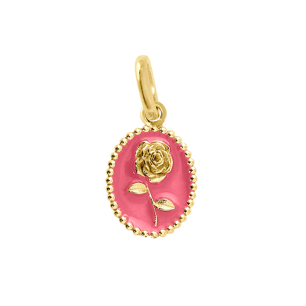 Gigi Clozeau - Pendentif Rose résine rose fluo, or jaune
