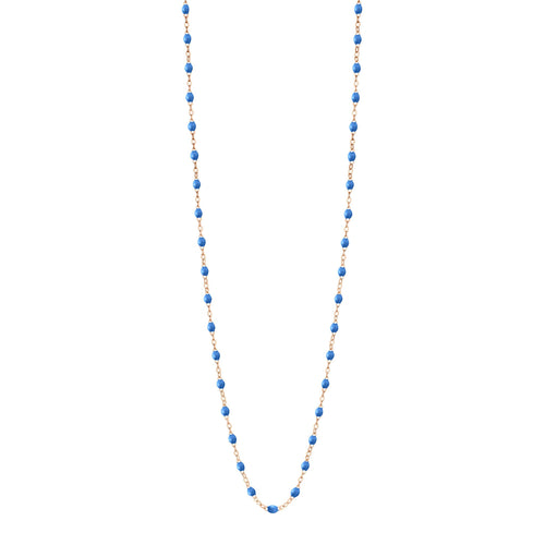 Gigi Clozeau - Sautoir bleu fluo Classique Gigi, or rose, 60 cm