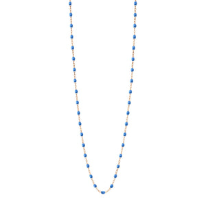 Gigi Clozeau - Sautoir bleu fluo Classique Gigi, or rose, 86 cm