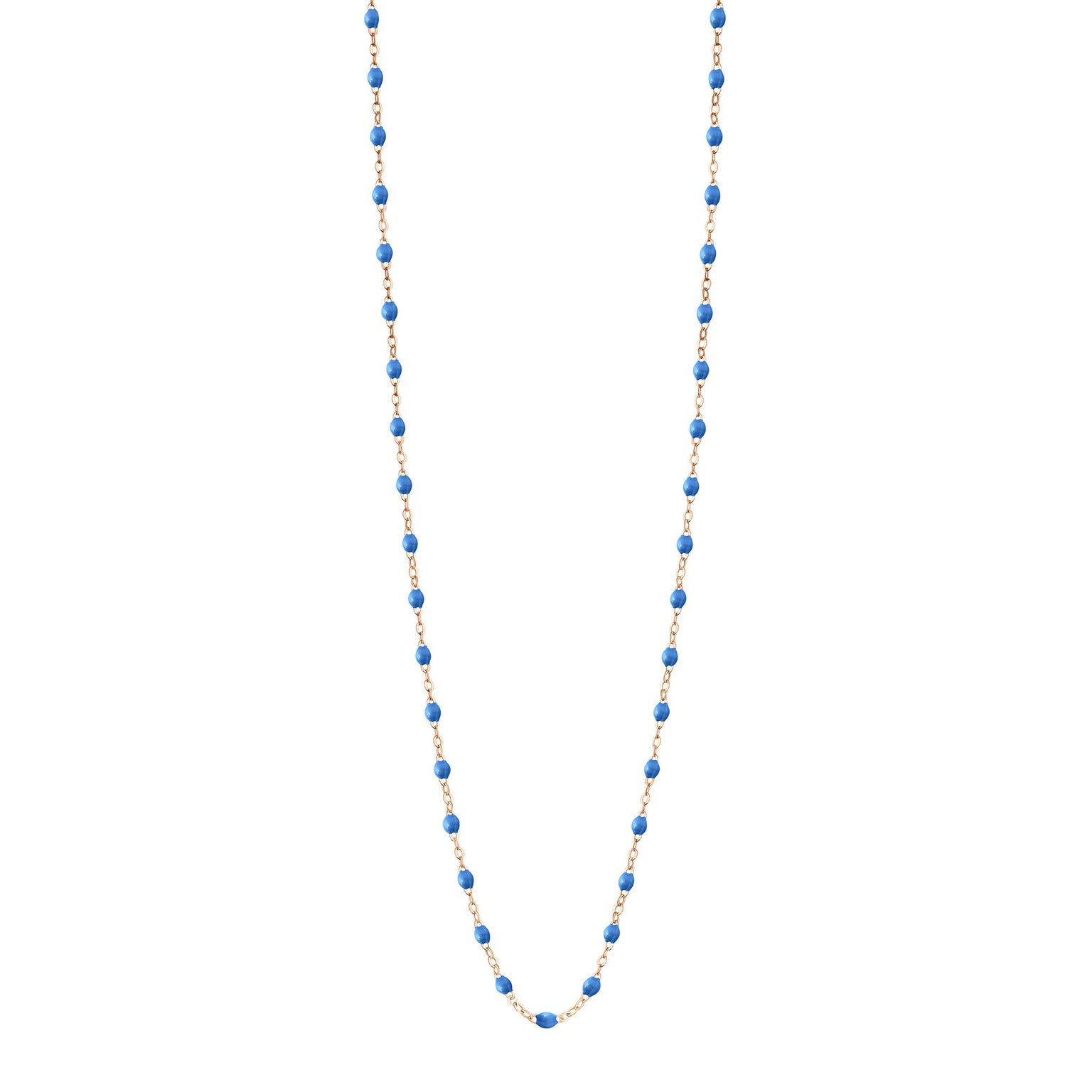 Gigi Clozeau - Sautoir bleu fluo Classique Gigi, or rose, 86 cm