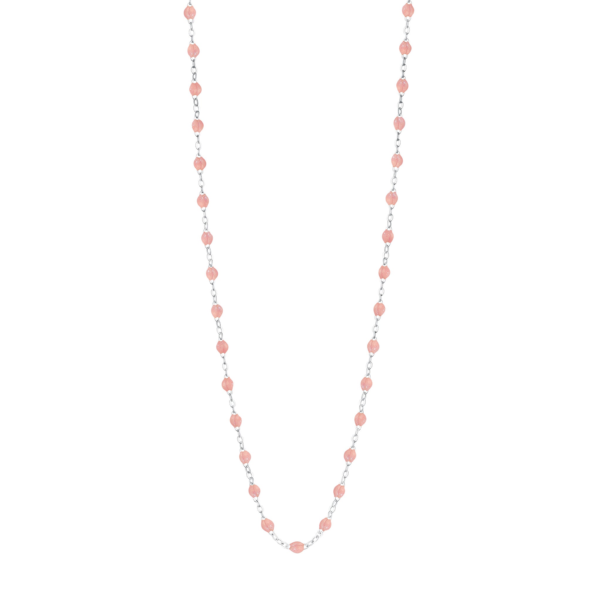 Gigi Clozeau - Sautoir blush Classique Gigi, or blanc, 60 cm