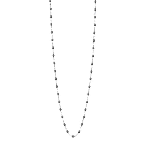 Gigi Clozeau - Sautoir gris foncé Classique Gigi, or blanc, 60 cm