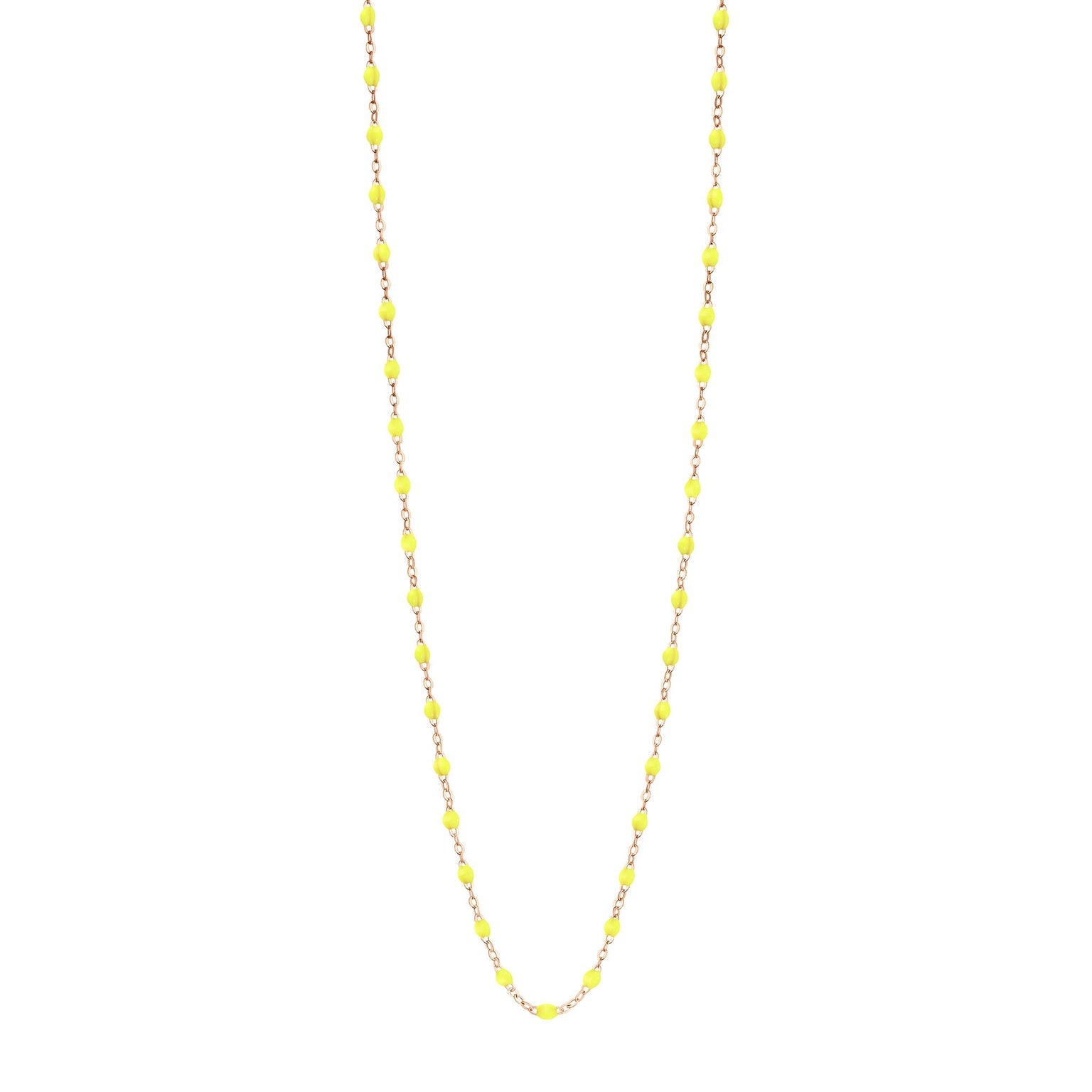 Gigi Clozeau - Sautoir jaune fluo Classique Gigi, or rose, 60 cm