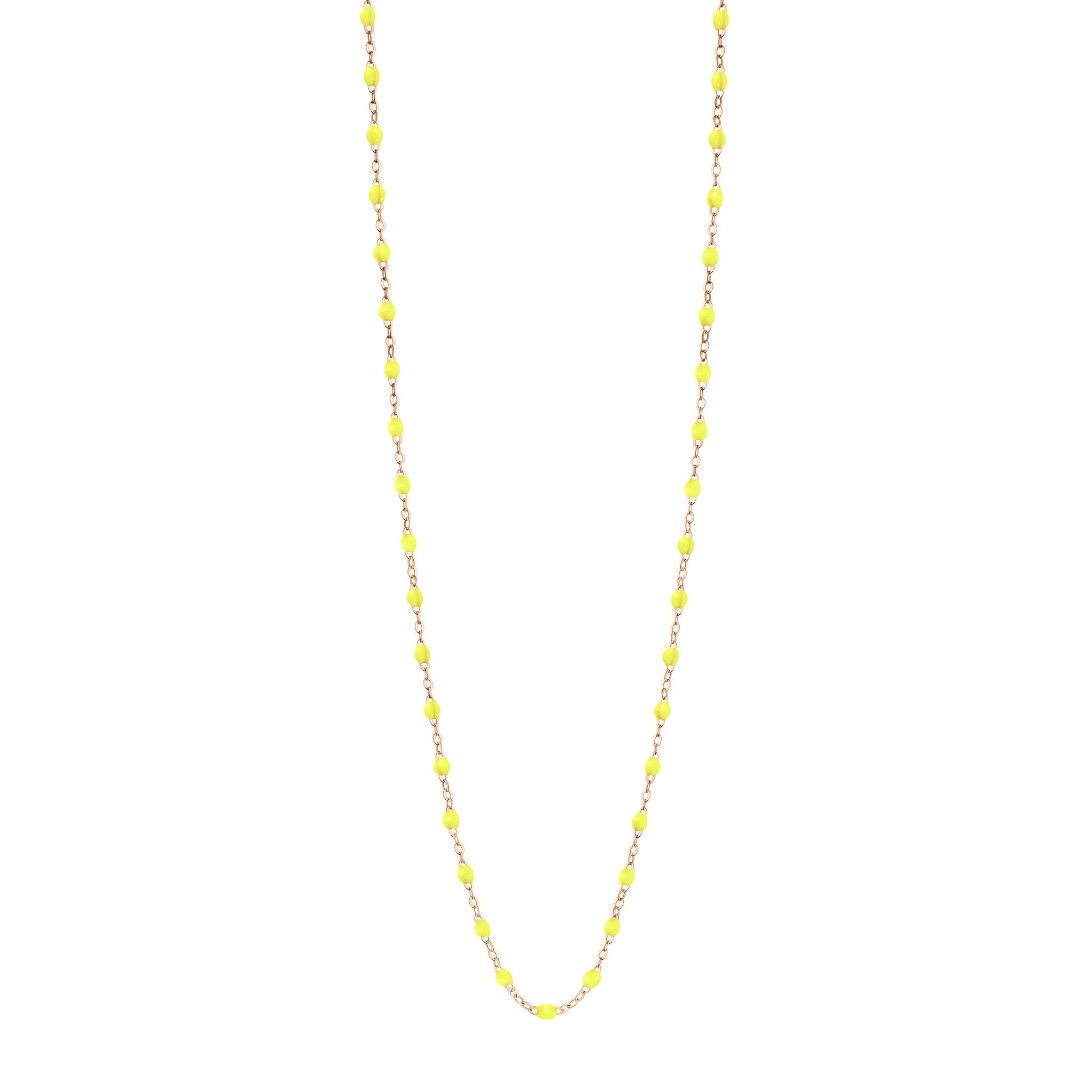 Gigi Clozeau - Sautoir jaune fluo Classique Gigi, or rose, 86 cm