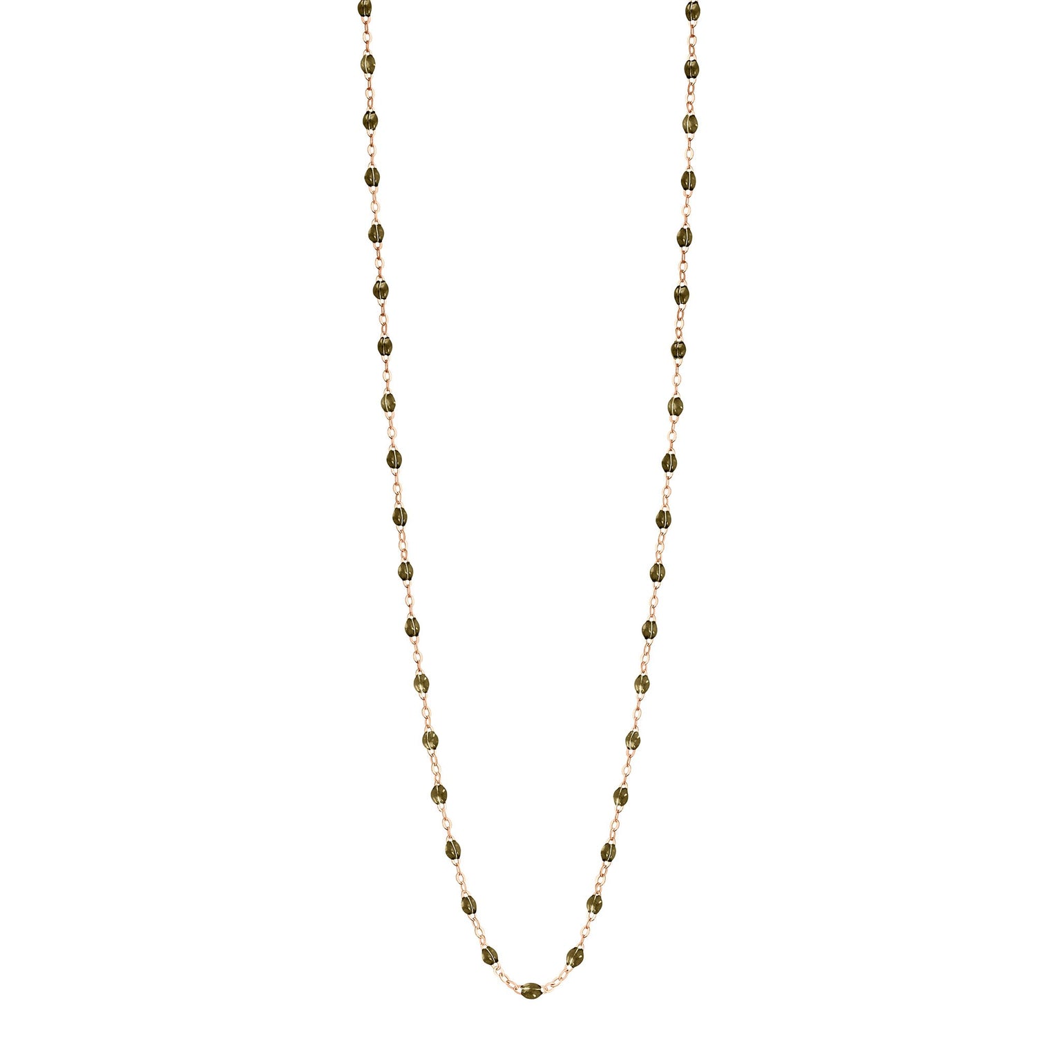 Gigi Clozeau - Sautoir kaki Classique Gigi, or rose, 60 cm