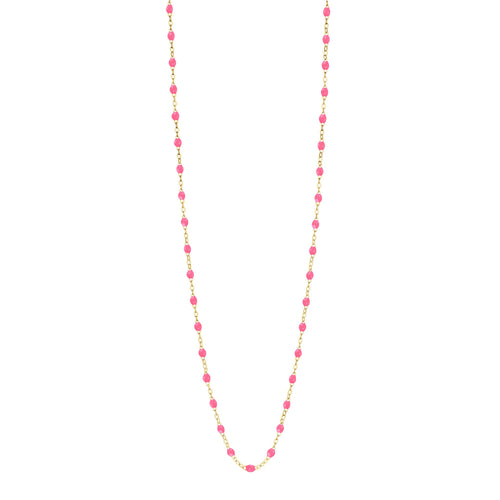 Gigi Clozeau - Sautoir rose fluo Classique Gigi, or jaune, 86 cm