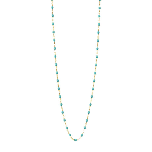 Gigi Clozeau - Sautoir turquoise vert Classique Gigi, or jaune, 60 cm