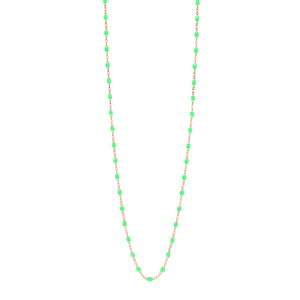 Gigi Clozeau - Sautoir vert fluo Classique Gigi, or rose, 60 cm