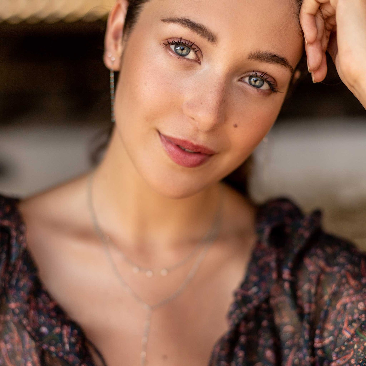 Gigi Clozeau - Collier turquoise vert Mini Gigi party Y, or rose, 1 diamant, 50 cm